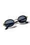 Dina Round Sunglasses Unisex Black Gold Oval Framed - 7