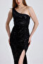 One-shoulder, Sequined Velvet Chic Dress, Dress, special occasions - 4