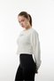 Crop Slogan Printed Sweatshirt with Waist Corset Detail - 3
