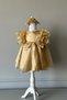 Special Design Girl's Dress with Floral and Pearl Details, Ruffled Sleeves, and Crown Accessory - 6