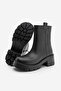 Women's Genuine Leather Daily Boots Thick Serrated Sole Fesko Black - 7