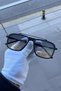 Hablet Unisex Black Square Metal Frame Color Glass Uv400 Sunglasses - 2