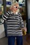 Anthracite Striped Buttoned Polo Neck Women's Knitwear Sweater Mg2280 - 2