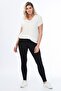 Women's Large Size Black Cotton Fabric Leggings Trousers 65n35417 - 3
