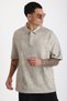 Washed Double Pique Fabric Men's Polo Neck Loose Fit T-Shirt with Tumbled Effect - 4