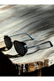 Izara Unisex Black Rectangular Metal Frame Uv400 Sunglasses - 3