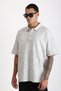 Washed Double Pique Fabric Men's Polo Neck Loose Fit T-Shirt with Tumbled Effect - 7