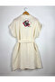 Ecru Color Low Sleeve Muslin Kimono with Leo Design - 4