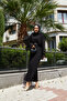 Openwork Mesh Detailed Knitwear Dress Black - 3