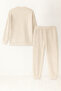 Unisex Beige Waffle Fabric Tracksuit Set – Comfortable Home and Daily Wear - 2