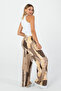 Women's Modern Brown Geometric Patterned Wide Leg Trousers – Trendy & Stylish Style - 3