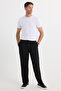 Men's Standard Fit Regular Cut Waist Lace-Up Wide Leg Black Trousers - 4