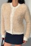 Women's Round Neck 6 Buttons Bearded Soft Textured Knitwear Cardigan - 3