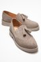 Alex Beige Suede Genuine Leather Tasseled Elastic Women's Loafer Shoes