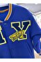 Unisex Kids Cotton Navy Blue College Jacket - Bomber Jacket with Letter and Dragon Applique - 5