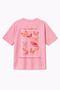 Oversize Pink Unisex Butterfly Printed T-Shirt T-Shirt