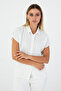 Women's Modern White Green-Blue Striped Short Sleeve Shirt – Summer & Trend Style