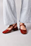 Women's Burgundy Square Toe Open Back Mary Jane Patent Leather Short Heeled Shoes - 6