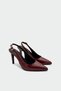 Teepy Burgundy Belt Detail Pointed Toe Women's Heeled Shoes - 2
