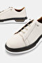Men's Beige Khaki Natural Leather Lace up Sneaker Shoes - 4