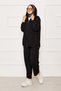 Hooded Zipper Detailed Casual Double Suit Black