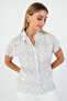 Women's Modern White Black Striped Short Sleeve Shirt – Summer & Trend Style - 4