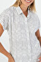 Women's Modern White Black Striped Short Sleeve Shirt – Summer & Trend Style - 6