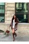 Women's Fur Collar Belted Leather Jacket with Inner Lining - 5