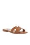 Womens Hadyn Cognac Leather Flat Sandals