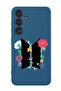 Protective Liquid Silicone Shockproof Case For Samsung Galaxy S24 Plus (Blue) - BTS floral B