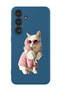 Protective Liquid Silicone Shockproof Case For Samsung Galaxy S24 Plus (Blue) Cat
