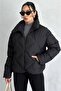 Women's Black Oversized Puffer Coat – Winter Coat with Zipper and Pockets