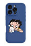 iPhone 16 Pro Blue Protective Liquid Silicone Shockproof Case - Betty Boop with dog