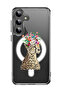 Case for Samsung Galaxy S24 Compatible with MagSafe, Shockproof Bumper Cover Cheetah Flower