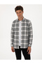 Gray Regular Fit Plaid Long Sleeve Sport Shirt 50311114-Vr024