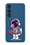 Protective Liquid Silicone Shockproof Case For Samsung Galaxy S24 Plus (Blue) - Astronaut holding
