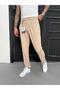 Cream White Striped Pleated Boyfriend Fabric Trousers - 2