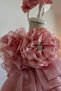 Special Design Girl's Dress, Flower and Pearl Detail, Ruffle Sleeves, Crown Accessory - 6