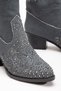 Women's Western Cowboy Ripped Detailed Stoned Denim Boots - 2