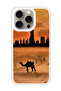 Protective Case Cover For APPLE IPHONE 15 Pro Max Sunset Camel Burj Khalifa (White Bumper)