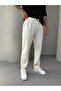 White Waffle Fabric Baggy Trousers
