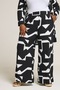 Plus Size Elastic Waist Abstract Patterned Wide Leg Trousers with Pockets 304089 - 2