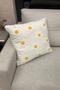 Punch Embroidered 2 Pieces Cream Fabric Yellow White Woven Throw Pillow Case Modern Bohemian Pattern Case - 3
