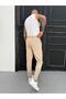 Cream White Striped Pleated Boyfriend Fabric Trousers - 3