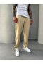 Beige Waffle Fabric Baggy Trousers - 2