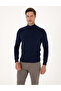 Light Navy Blue Slim Fit Turtleneck Basic Knitwear Sweater 50314202-Vr059