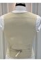 Men's Beige V-Neck Slim Fit Full Fabric Vest - 7