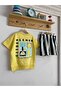 Yellow T-Shirt Striped Shorts Bottom-Top Set - 2