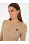 Beige Melange Extra Slim Fit Basic Sweater 50317062-Vr156 - 2