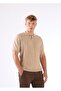Men's Slim Fit Polo Neck Beige Knitwear T-Shirt - 2